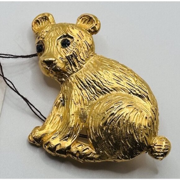 Adorable Goldtone Bear Cub‎ Pin Brooch - Picture 1 of 9